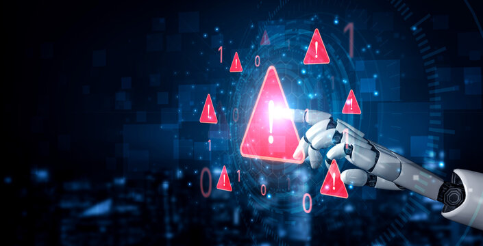 An AI assistant identifies a critical security breach and issues an urgent warning. This automated system flags the danger and risk, signaling a system failure or problem. Fermion