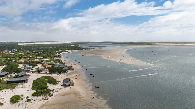 Kitesurfers on Coastal Shallows and Sand Flats, Atins, Maranh&atilde;o