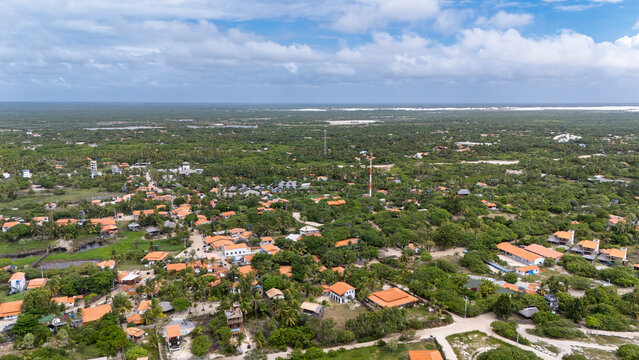 Aerial Homes and Coastal Dunes, Atins, Maranh&atilde;o