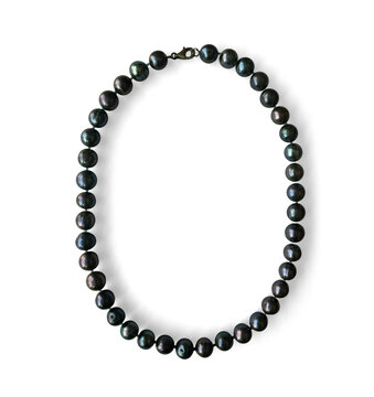 Black Pearl Necklace Oval Frame Transparent Dark Coquette Gothic Dark Academia Jewelry Border Elegant Vintage Beads