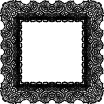 Black Botanical Lace Border Round Photo Frame Transparent Dark Academia Vintage Coquette Embroidery Gothic Floral Ornament
