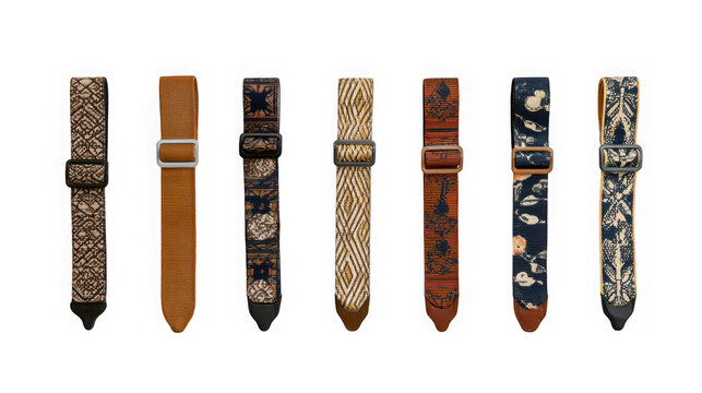 Set of five camera straps in different patterns