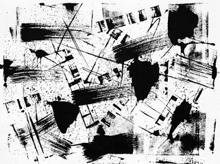 Obraz premium Abstract black and white distressed monochrome Ink grunge texture