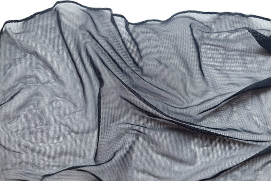 Black Sheer Tulle Fabric Transparent Textile Mesh Dark Coquette Romantic Gothic Drapery And Flowing Folds