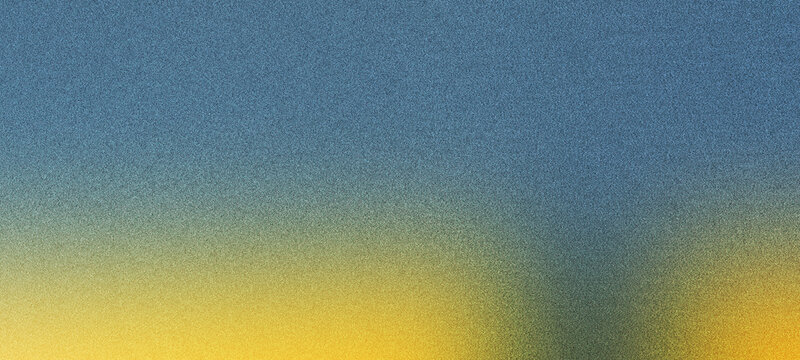 Abstract grainy gradient background blending blue and yellow