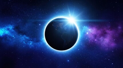 Fototapeta premium Earth and Moon in Outer Space with Blue Planet Earth, Stars, Galaxy, Atmosphere and Cosmic Universe Background
