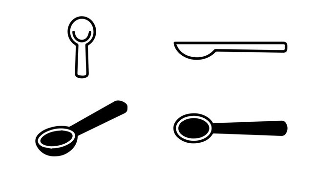 Minimalist spoon icon set with outline and solid vector styles