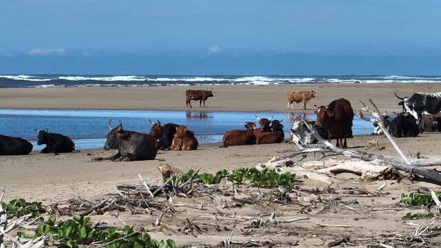 Nguni on the beach