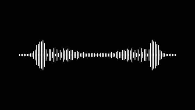 White audio visualiser music equaliser animation, dynamic sound wave waveform spectrum on transparent alpha background, abstract digital frequency audio visualization 4k