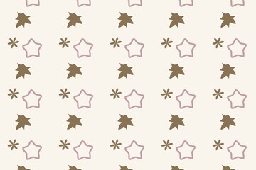 Fototapeta premium Modern botanical seamless tile, ditsy star flowers in tan