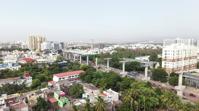 Metro rail line under construction along the OMR corridor through the city - August, 2026, Chennai, India