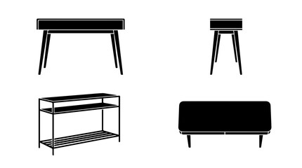 Fototapeta premium Set of Minimalist Modern Furniture Silhouette Icons for Home Design