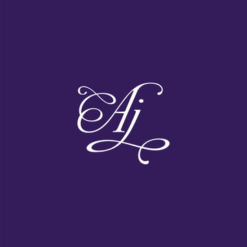 letters aj text logo design vector 
