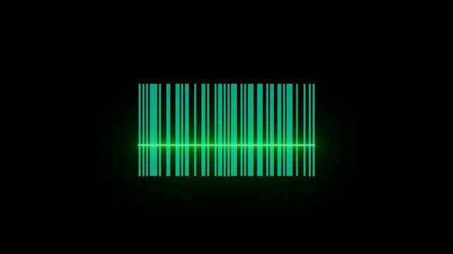 barcode being scanned with a laser beam barcode scanner, a barcode on a parcel or product being scanned with a laser Barcode scanner animation of retail consumer good being sold on the market