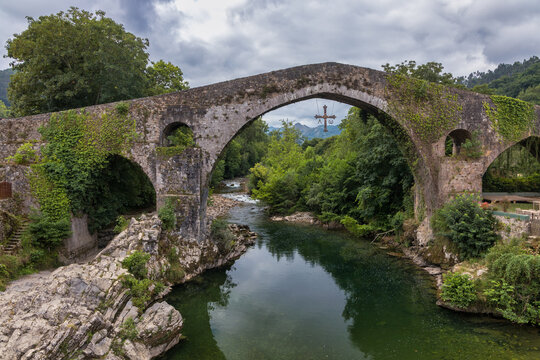 Roman bridge in Cangas de Onis in asturias