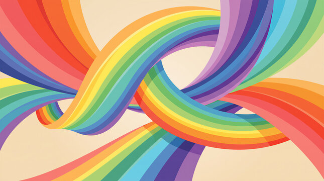 A vibrant and colorful abstract design featuring intertwining rainbow waves, perfect for adding a cheerful and uplifting touch to any creative project or digital artwork.