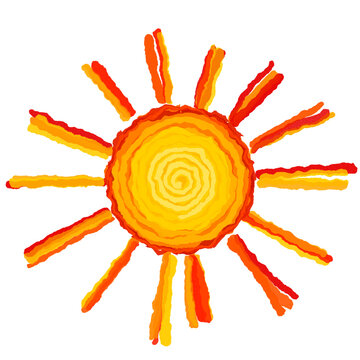 Vibrant sun drawing with crayon texture