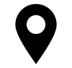 Map pin icon isolated on transparent background black location marker for navigation and destination point. © Sabbir
