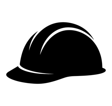 Construction hard hat icon for safety engineering architecture and industrial work site protection equipment.