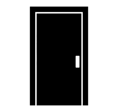 Closed door icon with handle black silhouette vector illustration representing entryway home and security.