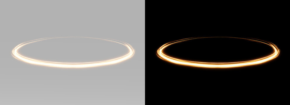 Bright golden oval streak forming a complete glowing ring with smooth curved edges and luxurious light energy effect
