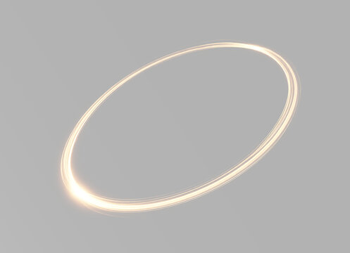Bright golden oval streak forming a complete glowing ring with smooth curved edges and luxurious light energy effect
