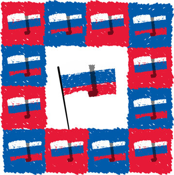 Russian Flag Doodle Border &ndash; Hand Drawn Russia Patriotic Illustration