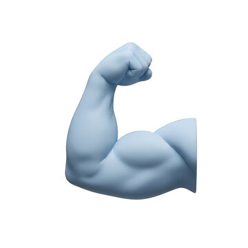 Strong muscular arm showing bicep muscle flexing to represent power strength health fitness and bodybuilding