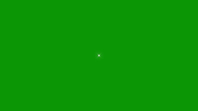 White cartoon stars shining and green background, hand drawn doodle style starburst twinkle glowing effect, abstract shiny space overlay animation 4K.
