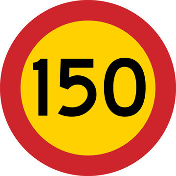 Speed Limit 150 km/h European Road Sign Circle Transparent Background