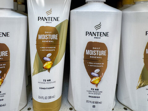 Mesa, Arizona - August 16, 2026: Pantene Pro-V hair care products for sale on the shelf, shampoo and conditioner