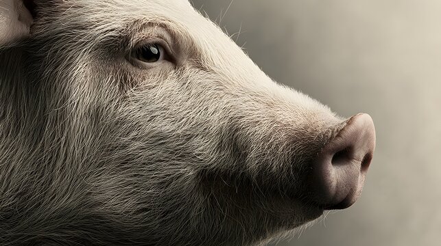 Close-up pig face in profile