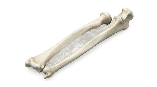 Anatomical View of Human Radius and Ulna Forearm Bones Isolated on White Background