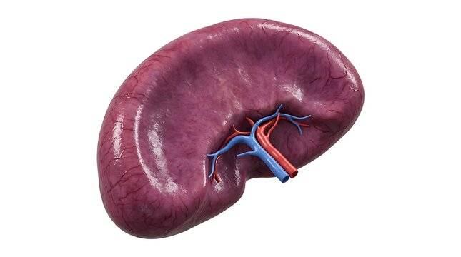 Realistic Anatomical Model of Human Spleen Organ Isolated on White Background