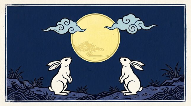 Celebrating the mid autumn festival with jade rabbits under the brilliant full moon a time for family reunions and mooncakes