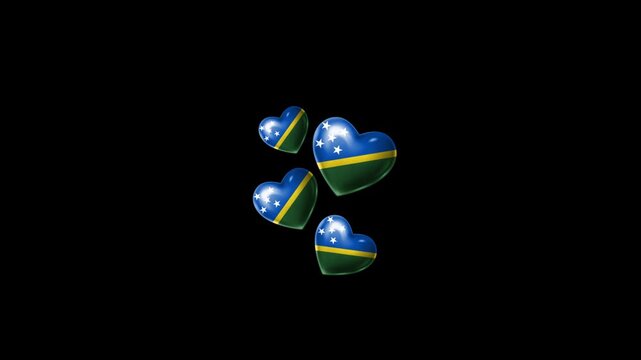 Realistic SOLOMON ISLANDS Flag Hearts Animation, Love SOLOMON ISLANDS National Symbol Design