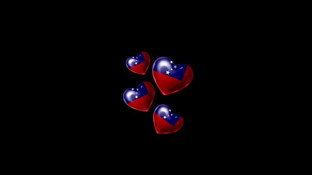 Realistic SAMOA Flag Hearts Animation, Love SAMOA National Symbol Design