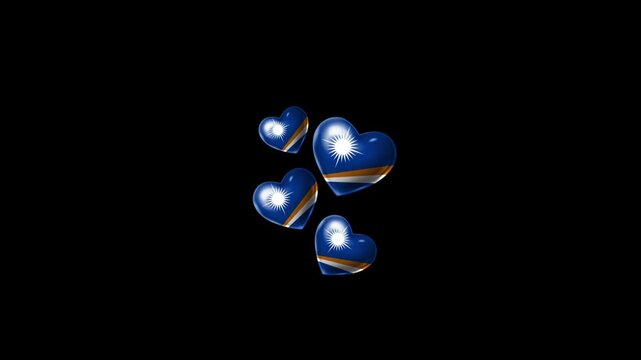 Realistic MARSHALL ISLANDS Flag Hearts Animation, Love MARSHALL ISLANDS National Symbol Design