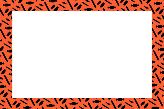 Halloween frame with a silhouette candy design and a central area for text or images. Design for cards, promotions, and decorations