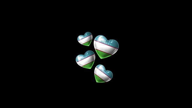 Realistic UZBEKISTAN Flag Hearts Animation, Love UZBEKISTAN National Symbol Design