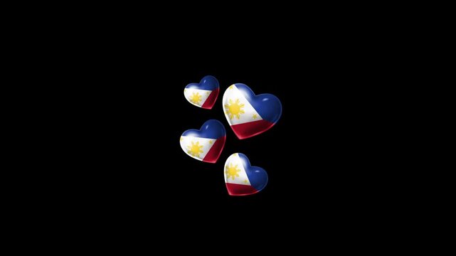 Realistic PHILIPPINES Flag Hearts Animation, Love PHILIPPINES National Symbol Design