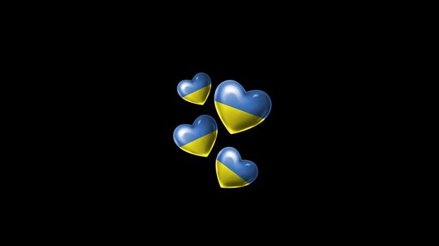 Realistic UKRAINE Flag Hearts Animation, Love UKRAINE National Symbol Design
