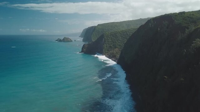 Aerial view of the coast of the Hawaiian Big Island