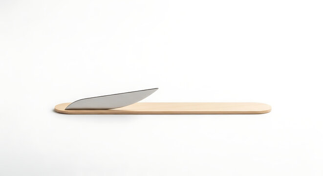 Simple wooden butter knife with silver blade on white background