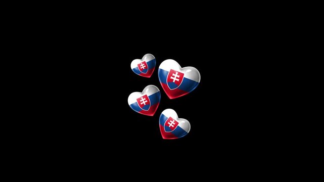 Realistic SLOVAKIA Flag Hearts Animation, Love SLOVAKIA National Symbol Design