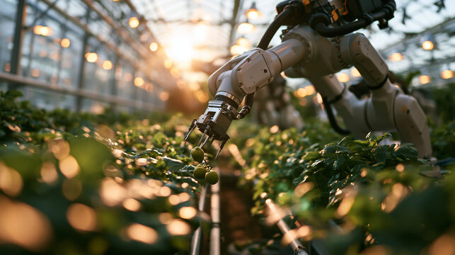 Robotic Arm Harvesting Plants in Smart Greenhouse