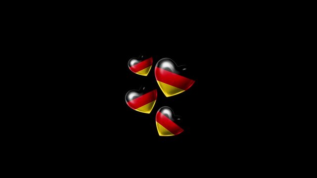 Realistic GERMANY Flag Hearts Animation, Love GERMANY National Symbol Design