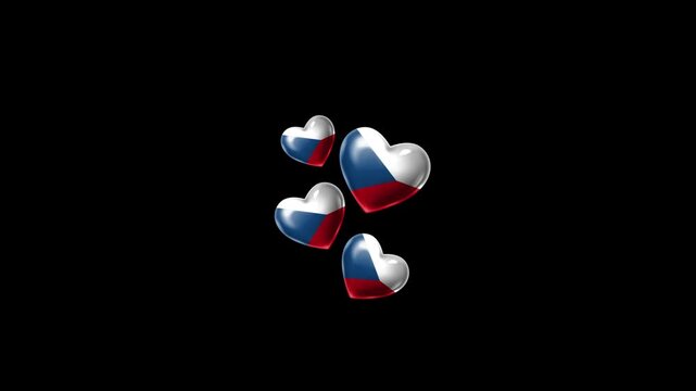 Realistic CZECH REPUBLIC Flag Hearts Animation, Love CZECH REPUBLIC National Symbol Design