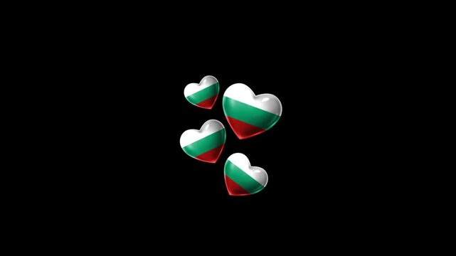 Realistic BULGARIA Flag Hearts Animation, Love BULGARIA National Symbol Design