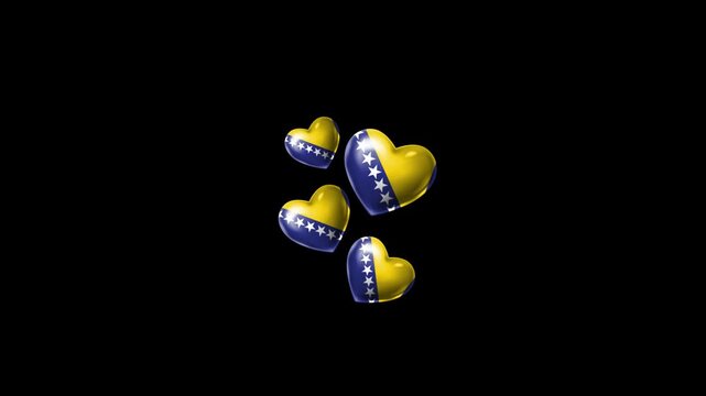Realistic Bosnia and Herzegovina Flag Hearts Animation, Love Bosnia and Herzegovina National Symbol Design